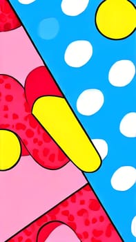pop art wallpaper background in blue, yellow, pink and red hues