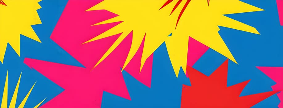 pop art wallpaper background in blue, yellow, pink and red hues