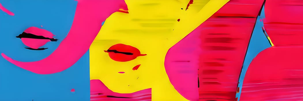 pop art wallpaper background in blue, yellow, pink and red hues
