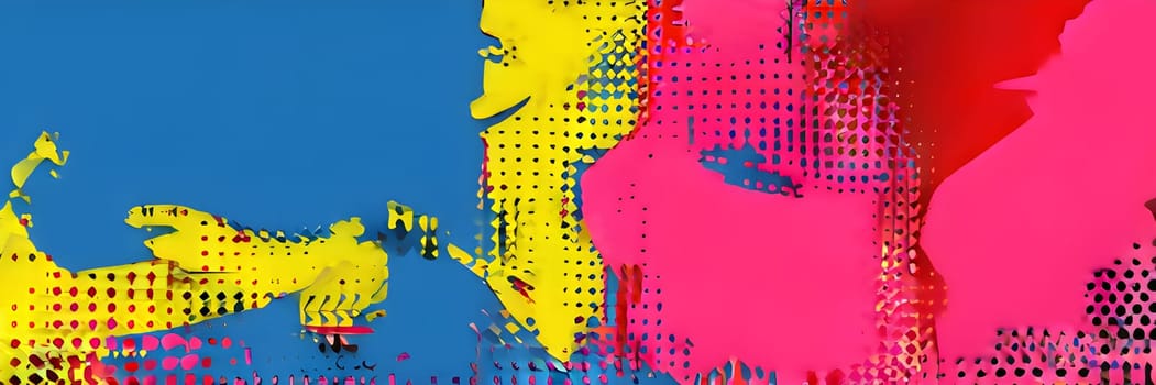 pop art wallpaper background in blue, yellow, pink and red hues