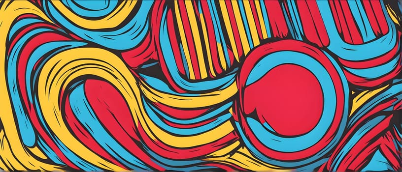 pop art wallpaper background in blue, yellow, pink and red hues