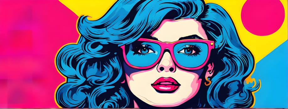 pop art wallpaper background in blue, yellow, pink and red hues