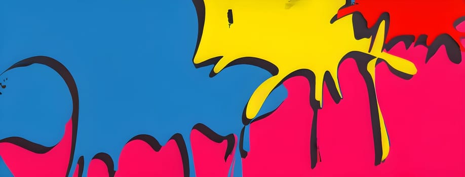 pop art wallpaper background in blue, yellow, pink and red hues