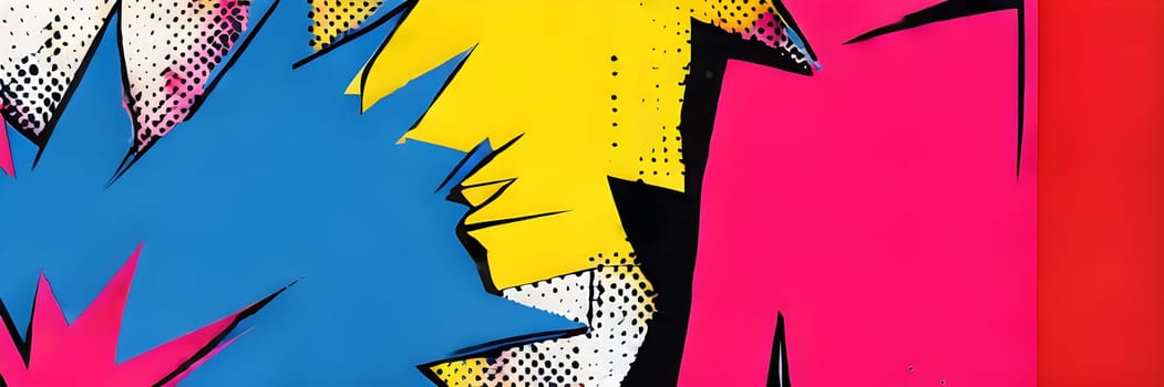 pop art wallpaper background in blue, yellow, pink and red hues