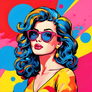 pop art wallpaper background in blue, yellow, pink and red hues