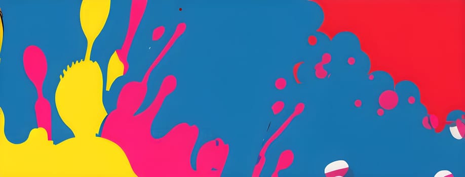 pop art wallpaper background in blue, yellow, pink and red hues