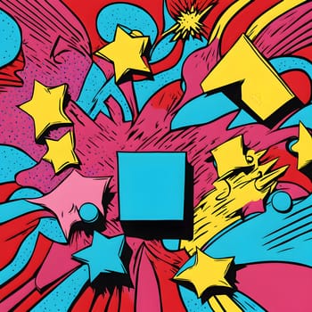 pop art wallpaper background in blue, yellow, pink and red hues