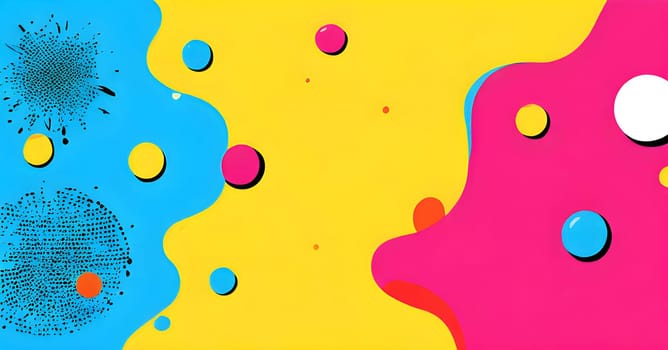 pop art wallpaper background in blue, yellow, pink and red hues