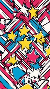 pop art wallpaper background in blue, yellow, pink and red hues