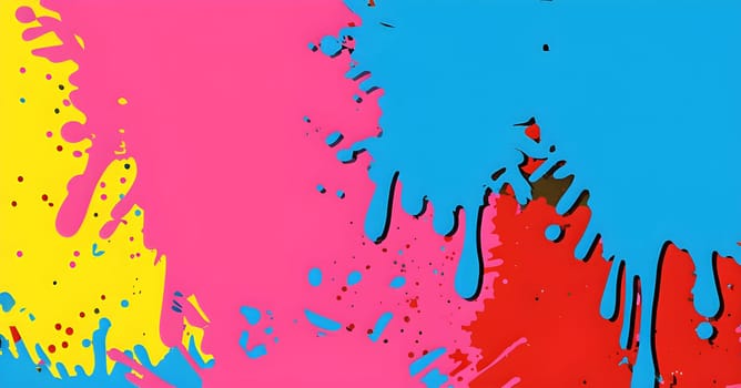 pop art wallpaper background in blue, yellow, pink and red hues