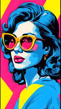 pop art wallpaper background in blue, yellow, pink and red hues