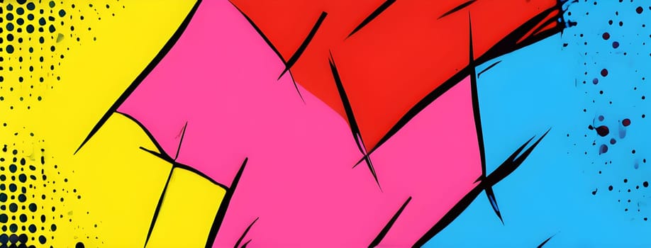 pop art wallpaper background in blue, yellow, pink and red hues