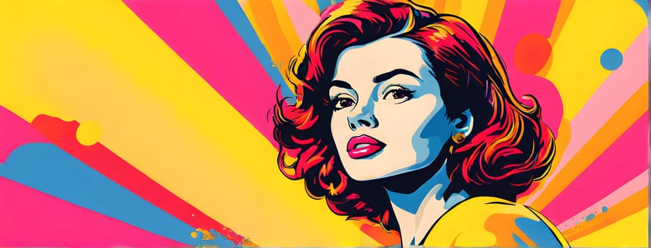 pop art wallpaper background in blue, yellow, pink and red hues