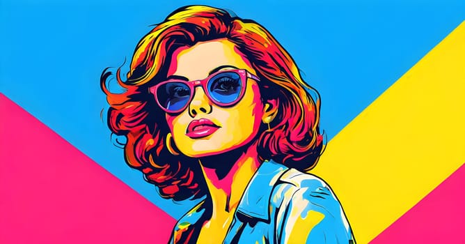 pop art wallpaper background in blue, yellow, pink and red hues