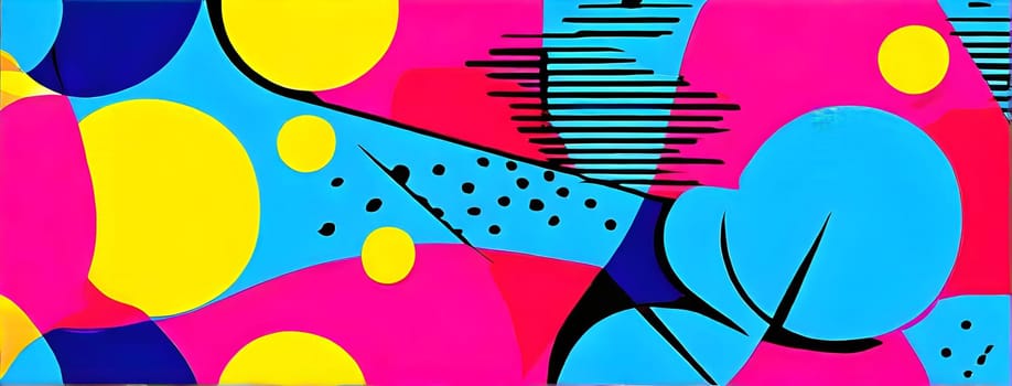 pop art wallpaper background in blue, yellow, pink and red hues