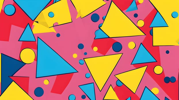 pop art wallpaper background in blue, yellow, pink and red hues