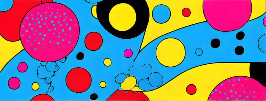 pop art wallpaper background in blue, yellow, pink and red hues