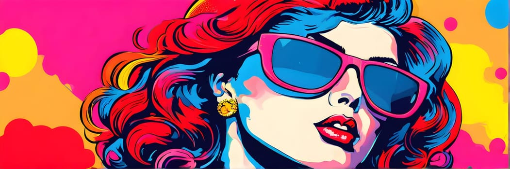 pop art wallpaper background in blue, yellow, pink and red hues