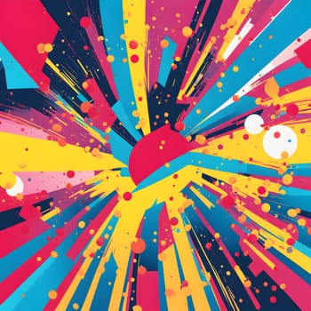 pop art wallpaper background in blue, yellow, pink and red hues