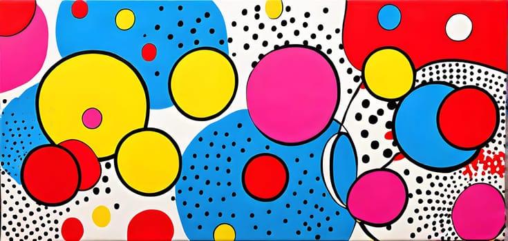 pop art wallpaper background in blue, yellow, pink and red hues