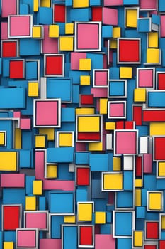 pop art wallpaper background in blue, yellow, pink and red hues