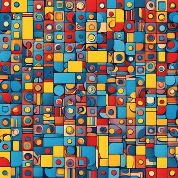 pop art wallpaper background in blue, yellow, pink and red hues