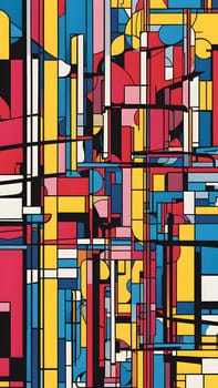 pop art wallpaper background in blue, yellow, pink and red hues