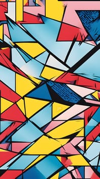 pop art wallpaper background in blue, yellow, pink and red hues