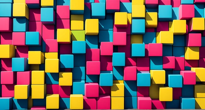 pop art wallpaper background in blue, yellow, pink and red hues