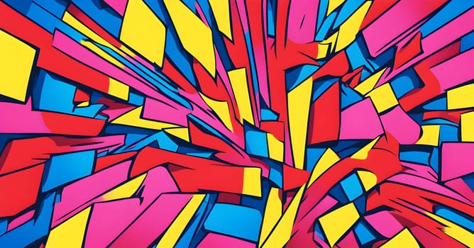 pop art wallpaper background in blue, yellow, pink and red hues