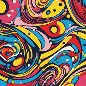 pop art wallpaper background in blue, yellow, pink and red hues