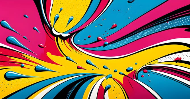 pop art wallpaper background in blue, yellow, pink and red hues
