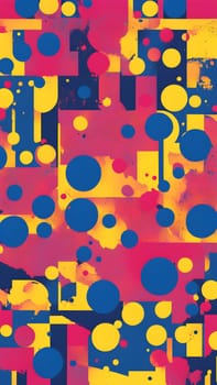 pop art wallpaper background in blue, yellow, pink and red hues