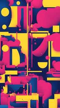 pop art wallpaper background in blue, yellow, pink and red hues