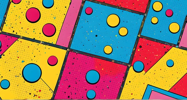 pop art wallpaper background in blue, yellow, pink and red hues