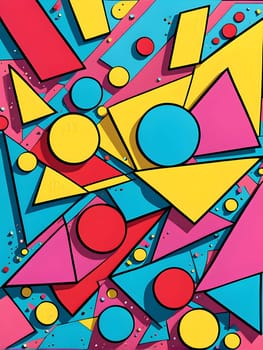 pop art wallpaper background in blue, yellow, pink and red hues