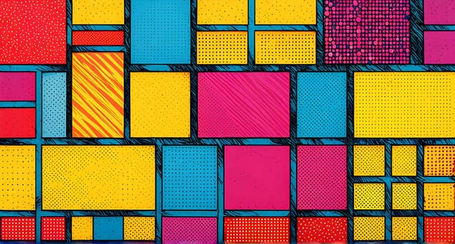 pop art wallpaper background in blue, yellow, pink and red hues