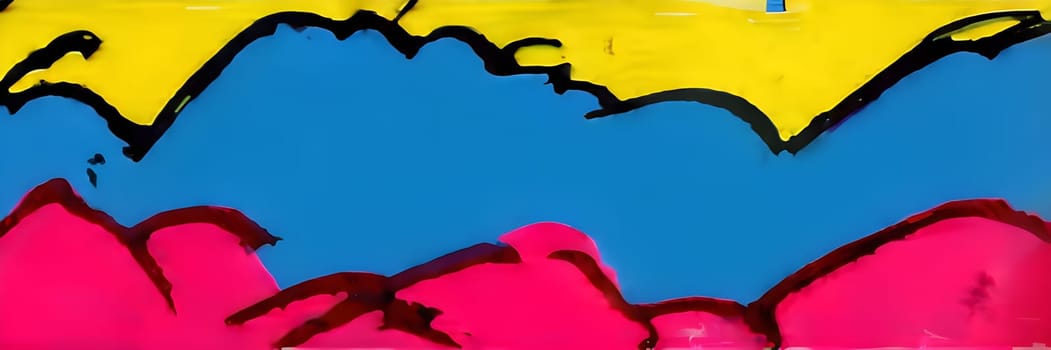 pop art wallpaper background in blue, yellow, pink and red hues