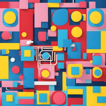 pop art wallpaper background in blue, yellow, pink and red hues