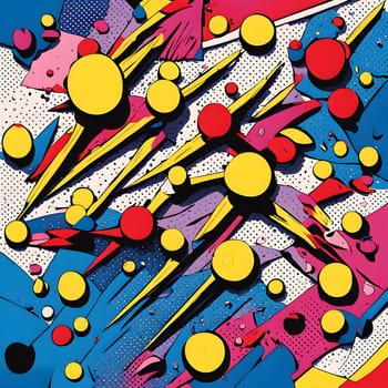 pop art wallpaper background in blue, yellow, pink and red hues