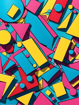 pop art wallpaper background in blue, yellow, pink and red hues