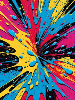 pop art wallpaper background in blue, yellow, pink and red hues