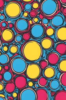 pop art wallpaper background in blue, yellow, pink and red hues