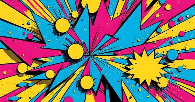 pop art wallpaper background in blue, yellow, pink and red hues