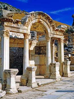 Temple of Hadrian on Curetes Street in Ephesus, Turkey