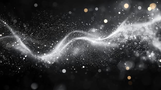 A black and white abstract background featuring blurred elements and a subtle glowing effect. The interplay of light and shadow creates a mysterious and ethereal atmosphere, highlighting the contrast between the dark and illuminated areas.
