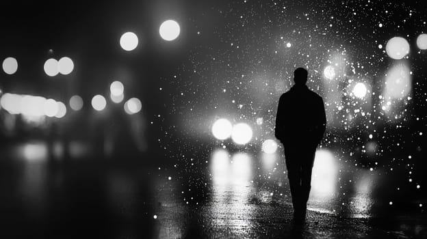 A black and white abstract background featuring blurred elements and a subtle glowing effect. The interplay of light and shadow creates a mysterious and ethereal atmosphere, highlighting the contrast between the dark and illuminated areas.