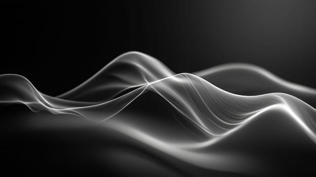 A black and white abstract background featuring blurred elements and a subtle glowing effect. The interplay of light and shadow creates a mysterious and ethereal atmosphere, highlighting the contrast between the dark and illuminated areas.