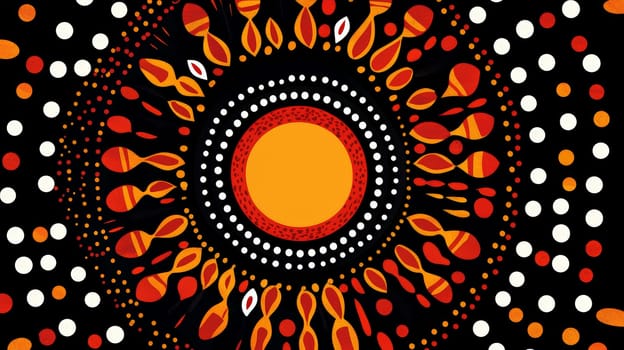 A vibrant depiction of Aboriginal Dreamtime art, featuring intricate patterns, symbolic designs, and earthy tones that convey the spiritual connection to land and ancestry. This artwork embodies storytelling, tradition, and the profound cultural heritage of Australia's First Nations people.
