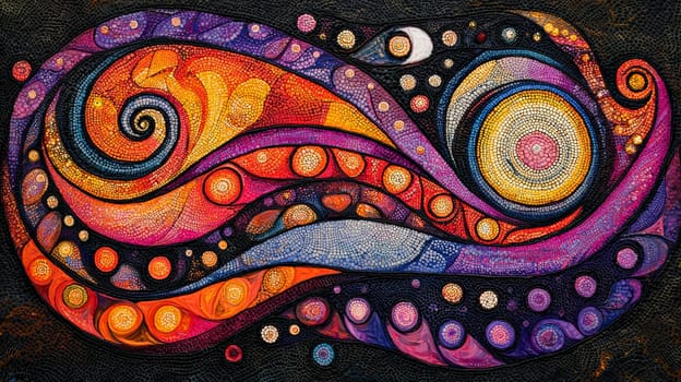 A vibrant depiction of Aboriginal Dreamtime art, featuring intricate patterns, symbolic designs, and earthy tones that convey the spiritual connection to land and ancestry. This artwork embodies storytelling, tradition, and the profound cultural heritage of Australia's First Nations people.